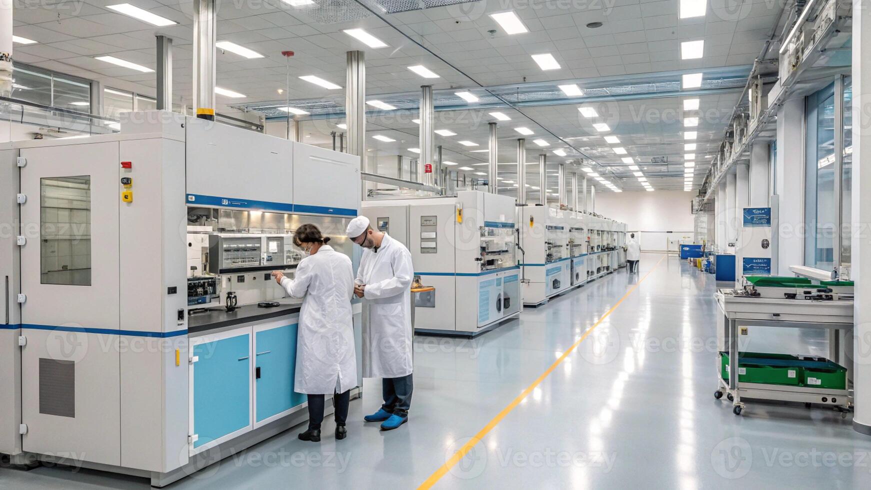 Scientists In Modern Industrial Laboratory High Tech Research Facility Ai And Biotech Innovation Futuristic Science Photo